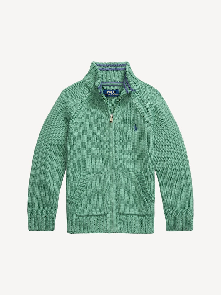 Polo Ralph Lauren Green Zip Through 100% Cotton Hoodie - Image 1 of 2
