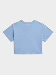 Polo Ralph Lauren Blue Girls Pony Logo Cropped T-Shirt - Image 2 of 2