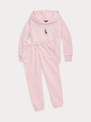 Polo Ralph Lauren Pink Girls Pony Logo Hoodie and jogger set - Image 4 of 6