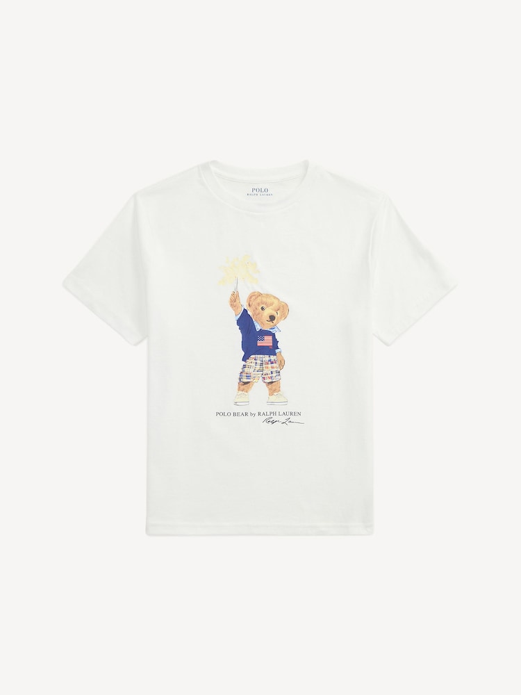 Polo Ralph Lauren White Polo Bear Graphic Print T-Shirt - Image 1 of 2