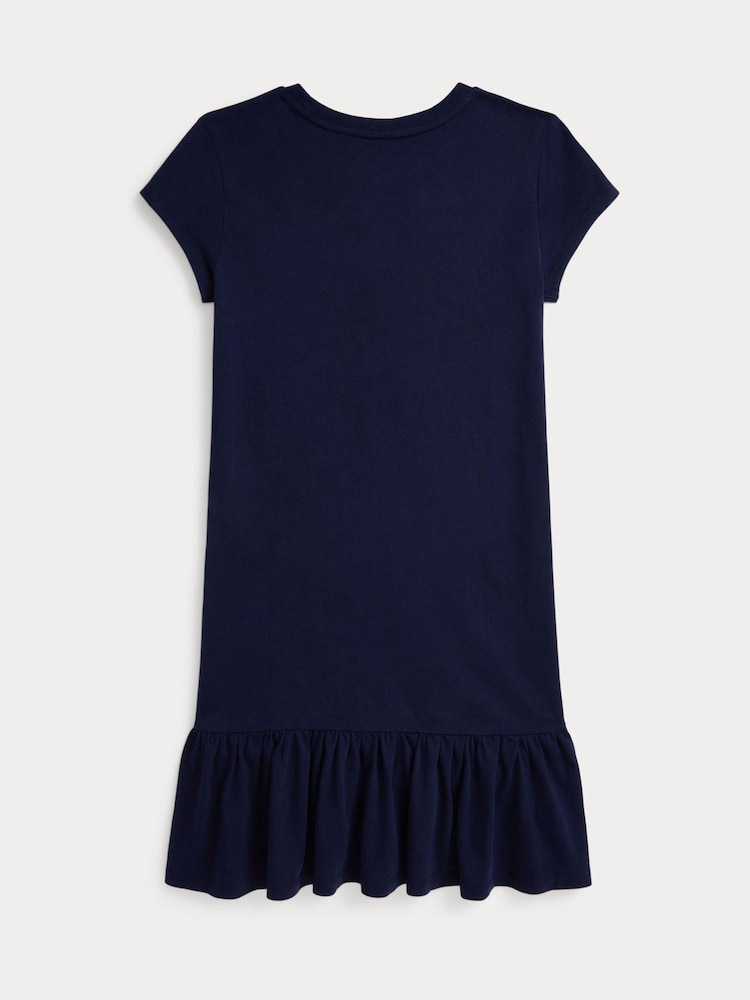 Polo Ralph Lauren Blue Girls Polo Bear Jersey Dress - Image 2 of 2
