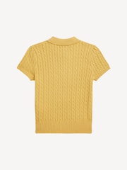Polo Ralph Lauren Yellow Girls 100% Cotton Cable Knit Polo Jumper - Image 2 of 2