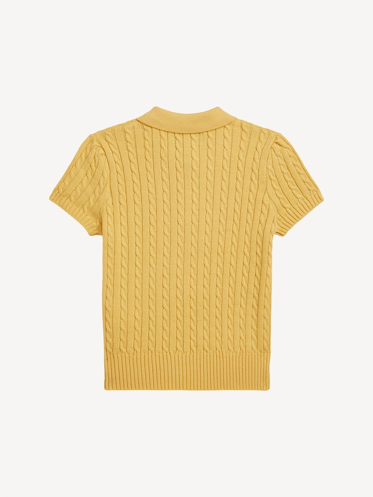 Polo Ralph Lauren Yellow Girls 100% Cotton Cable Knit Polo Jumper - Image 2 of 2