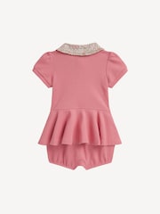 Polo Ralph Lauren Pink Stretch Mesh Peplum Rompersuit - Image 2 of 2