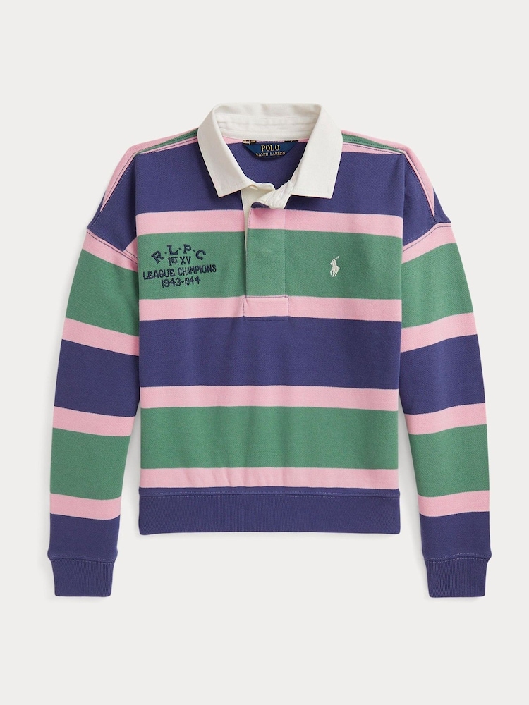 Polo Ralph Lauren White Stripe Block Rugby Shirt - Image 1 of 2