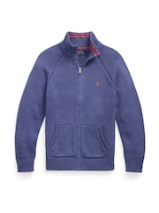 Polo Ralph Lauren Blue Boys Zip Through Knit Jumper - Image 1 of 2