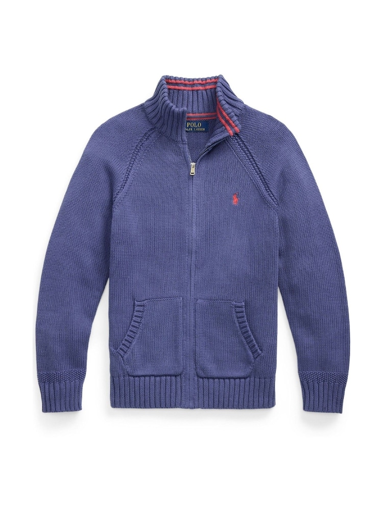 Polo Ralph Lauren Blue Boys Zip Through Knit Jumper - Image 1 of 2