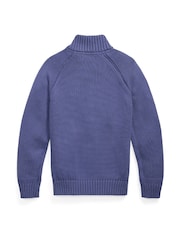 Polo Ralph Lauren Blue Boys Zip Through Knit Jumper - Image 2 of 2