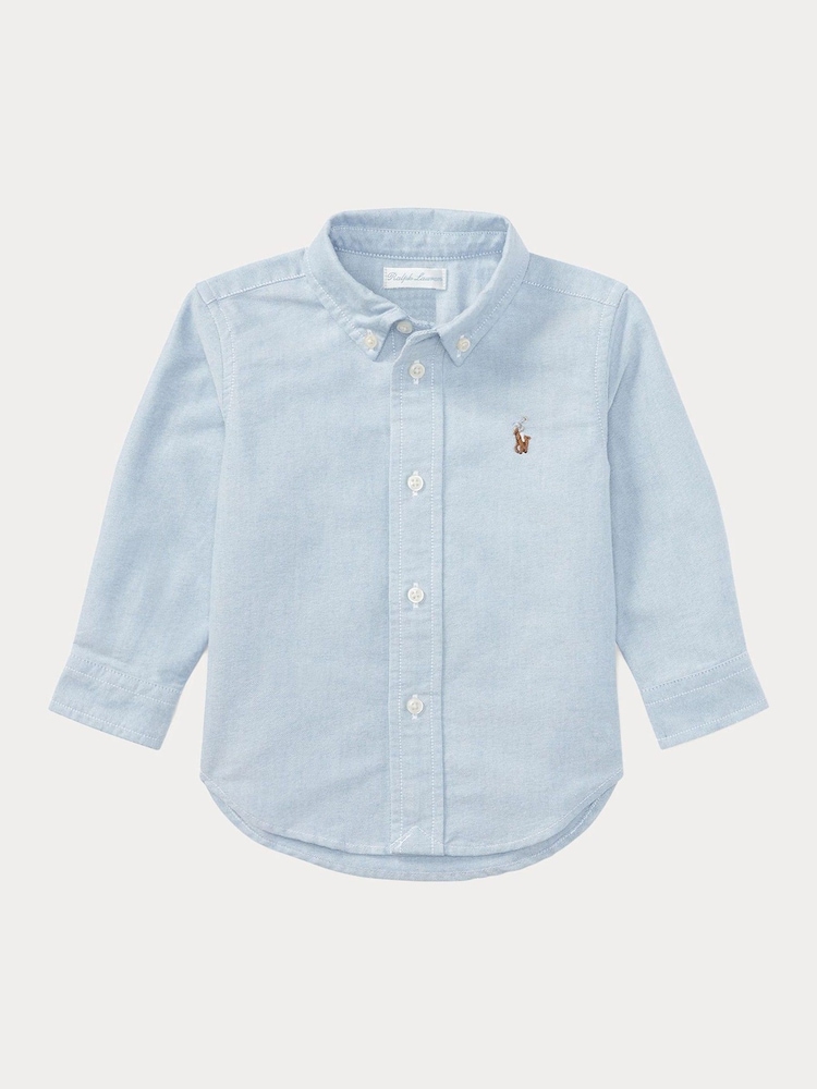 Polo Ralph Lauren Blue Baby Boys 100% Cotton Iconic Pony Cotton Oxford Shirt - Image 1 of 3 Polo Ralph Lauren Blue Baby Boys 100% Cotton Iconic Pony Cotton Oxford Shirt - Image 1 of 3