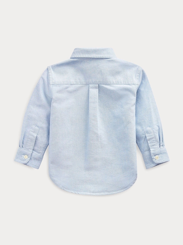 Polo Ralph Lauren Blue Baby Boys 100% Cotton Iconic Pony Cotton Oxford Shirt - Image 2 of 3 Polo Ralph Lauren Blue Baby Boys 100% Cotton Iconic Pony Cotton Oxford Shirt - Image 2 of 3