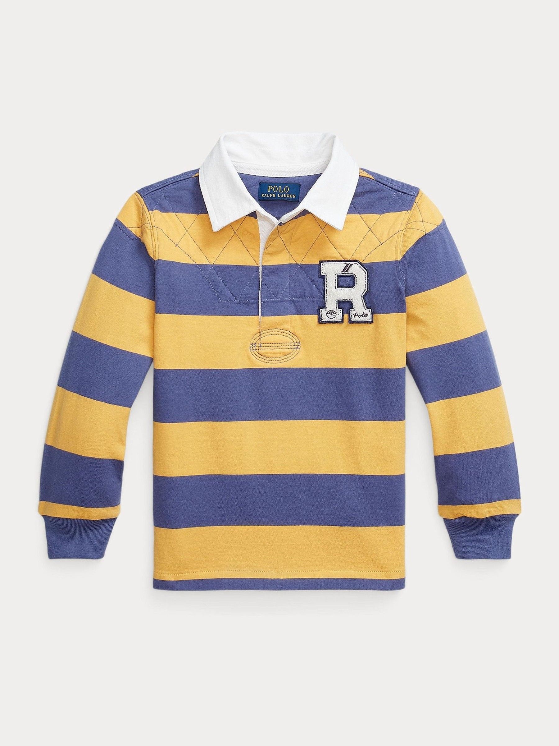 Buy Polo Ralph Lauren Blue/Yellow Stripe Block Jersey Rugby Shirt