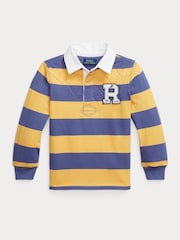 Polo Ralph Lauren Blue/ yellow Boys Stripe Block Jersey Rugby Shirt - Image 1 of 2