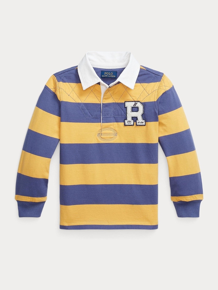 Polo Ralph Lauren Blue/ yellow Boys Stripe Block Jersey Rugby Shirt - Image 1 of 2