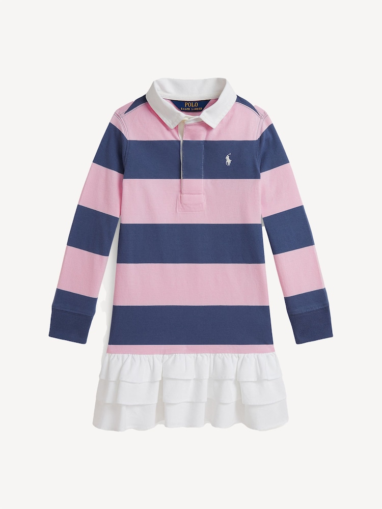 Polo Ralph Lauren Pink Block Stripe Collared Rugby Dress - Image 1 of 2 Polo Ralph Lauren Pink Block Stripe Collared Rugby Dress - Image 1 of 2