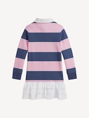 Polo Ralph Lauren Pink Girls Block Stripe Collared Rugby Dress - Image 2 of 2