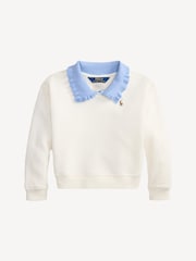 Polo Ralph Lauren Cream Girls Collared Sweatshirt - Image 1 of 2