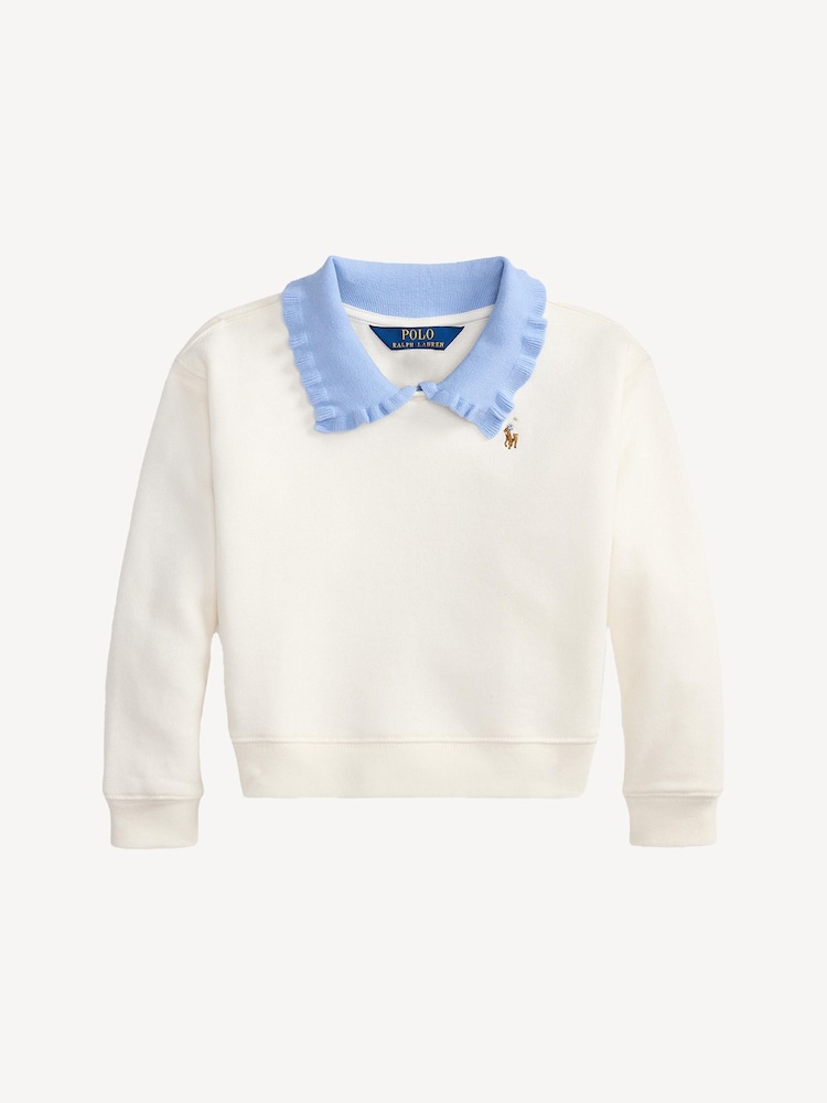 Polo Ralph Lauren Cream Girls Collared Sweatshirt - Image 1 of 2