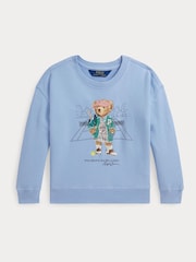 Polo Ralph Lauren Blue Girls Polo Bear Graphic Sweatshirt - Image 1 of 2