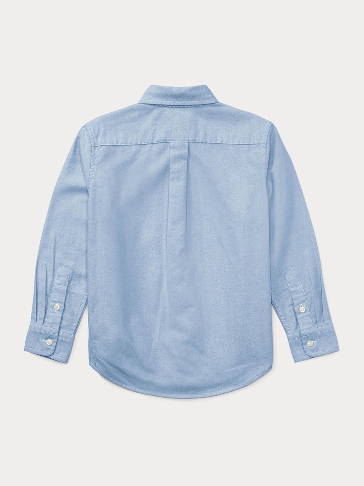 Polo Ralph Lauren Blue Boys Iconic Pony 100% Cotton Oxford Shirt - Image 2 of 2 Polo Ralph Lauren Blue Boys Iconic Pony 100% Cotton Oxford Shirt - Image 2 of 2