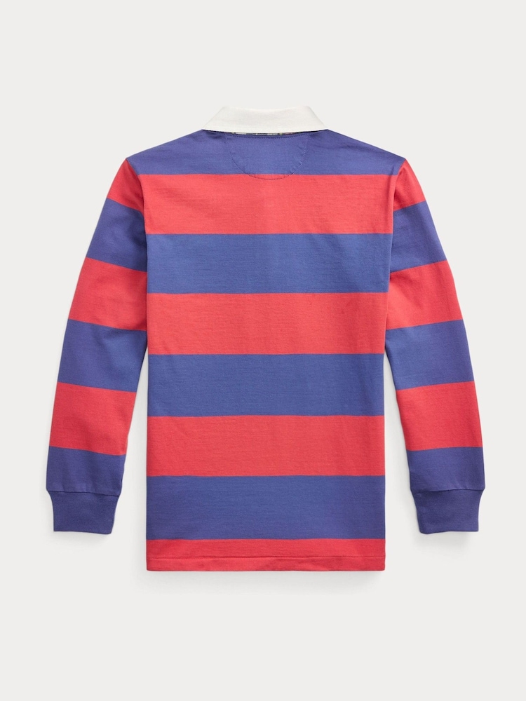 Polo Ralph Lauren Red Boys Stripe Rugby Shirt - Image 2 of 2 Polo Ralph Lauren Red Boys Stripe Rugby Shirt - Image 2 of 2