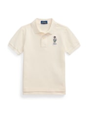 Polo Ralph Lauren Cream 20/1 Basic Mesh Short Sleeve 100% Cotton Polo Shirt - Image 1 of 2