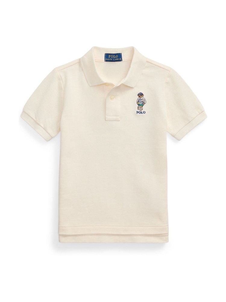 Polo Ralph Lauren Cream 20/1 Basic Mesh Short Sleeve 100% Cotton Polo Shirt - Image 1 of 2