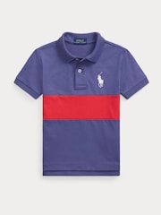 Polo Ralph Lauren Blue Jersey Shirt Sleeve 100% Cotton Polo Shirt - Image 1 of 2