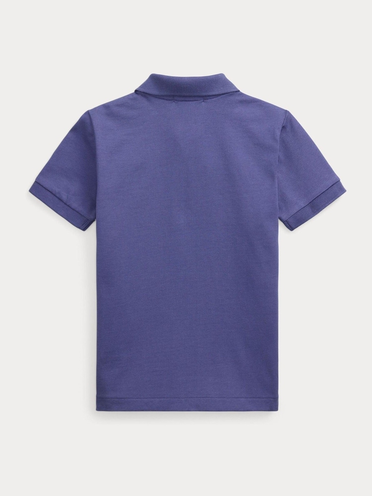 Polo Ralph Lauren Blue Jersey Shirt Sleeve 100% Cotton Polo Shirt - Image 2 of 2