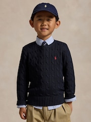 Polo Ralph Lauren Blue Boys Cable Knit Jumper - Image 1 of 5