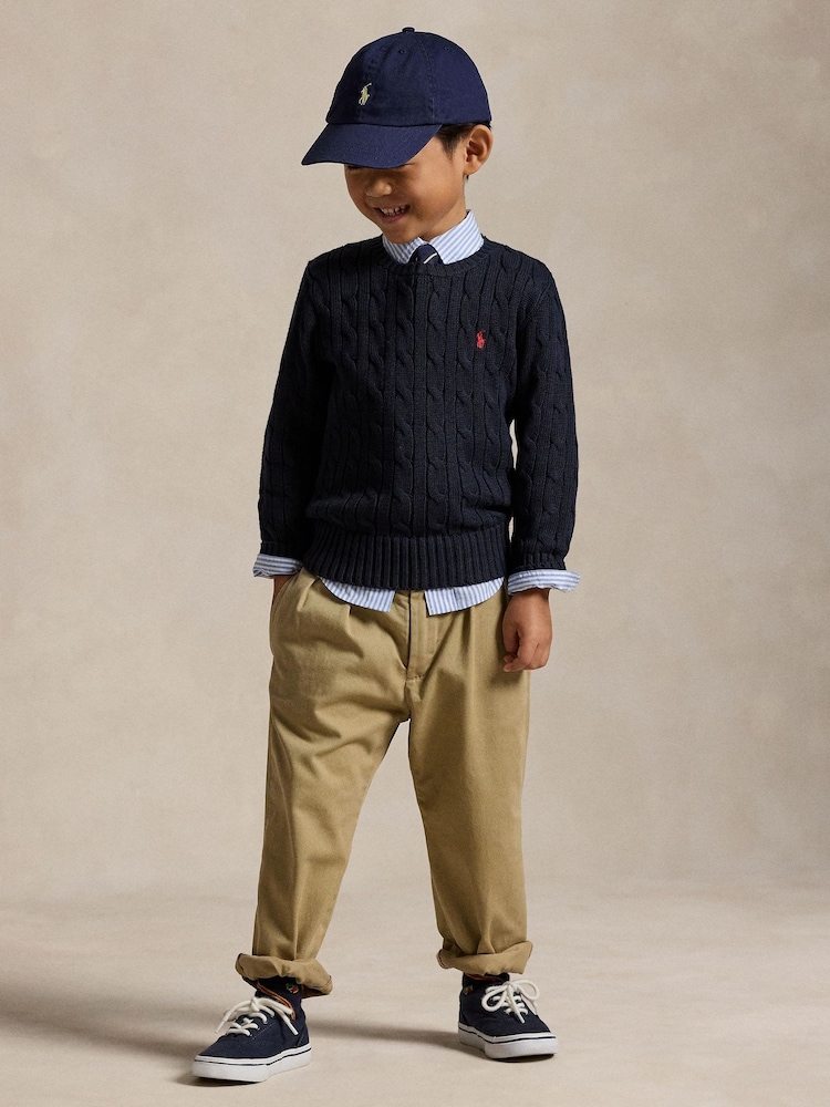 Polo Ralph Lauren Blue Boys Cable Knit Jumper - Image 2 of 5