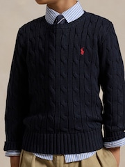 Polo Ralph Lauren Blue Boys Cable Knit Jumper - Image 3 of 5
