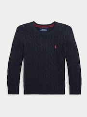 Polo Ralph Lauren Blue Boys Cable Knit Jumper - Image 4 of 5