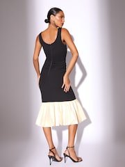 Lipsy Black/White Emebllished Trim Puffball Midi Dress - Image 4 of 4