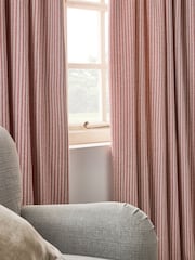 Pink Brushed Stripe Ruffle Top Fold Over Lined Curtains - Image 3 of 5