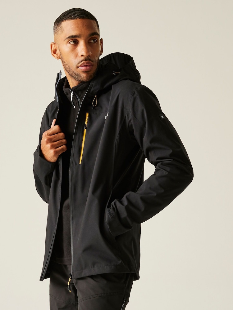 Regatta Black Birchdale II Isotex Stretch Waterproof Full Zip Jacket - Image 1 of 9 Regatta Black Birchdale II Isotex Stretch Waterproof Full Zip Jacket - Image 1 of 9