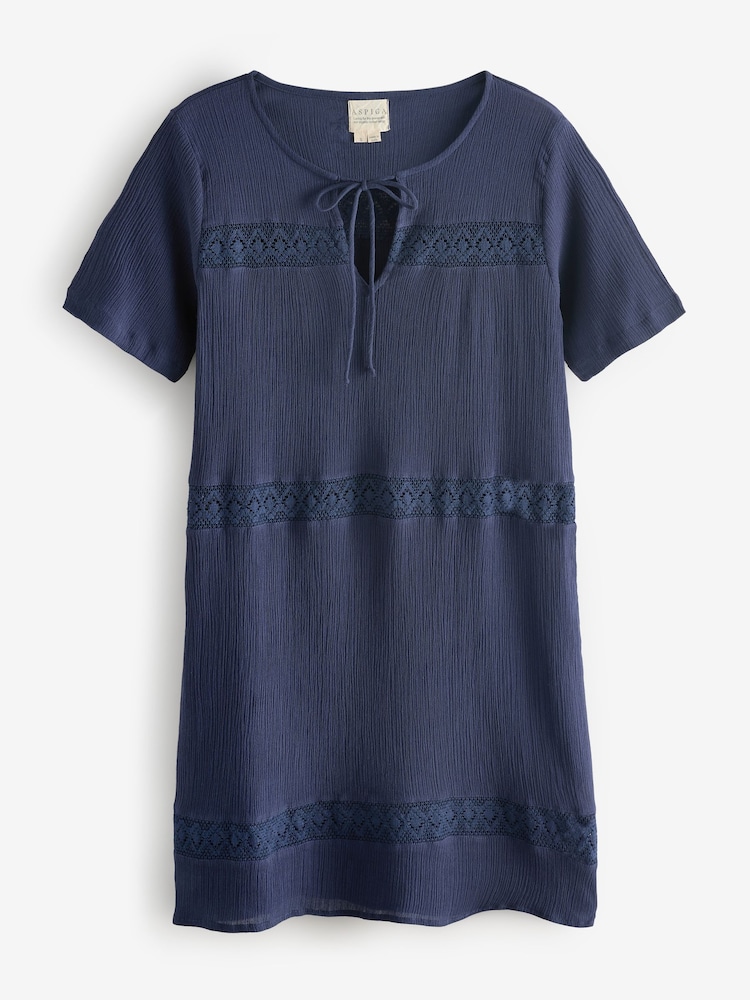 Aspiga Blue Roxy Crinkle Lace 100% Cotton Dresses - Image 4 of 4