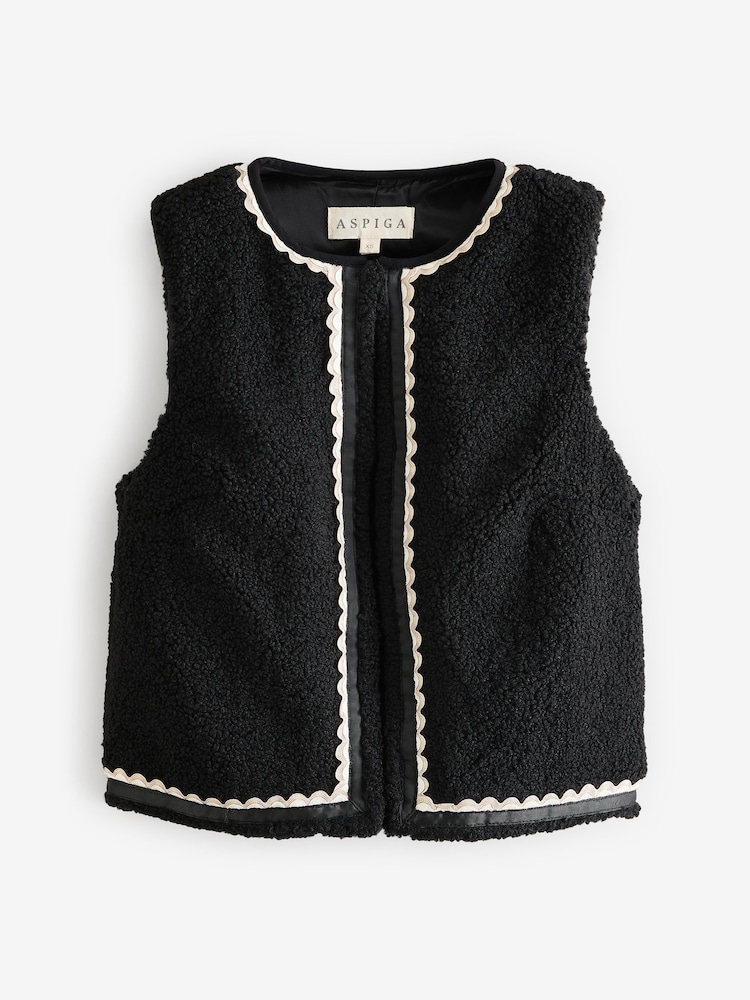 Aspiga Black Trim Detail Fleece Gilet - Image 4 of 4 Aspiga Black Trim Detail Fleece Gilet - Image 4 of 4