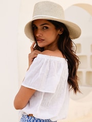 Aspiga White Ilana Frill Gauze 100% Cotton Top - Image 4 of 5