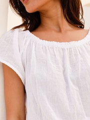 Aspiga White Ilana Frill Gauze 100% Cotton Top - Image 5 of 5