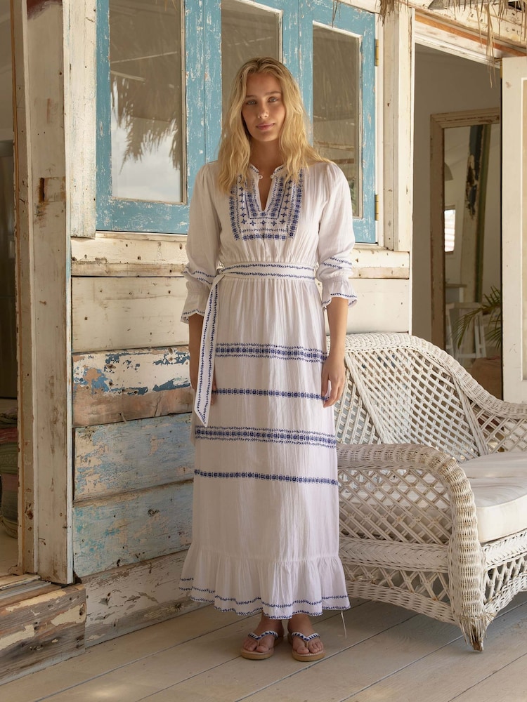 Aspiga Blue Freida Embroidered 100% Cotton Dress - Image 1 of 6