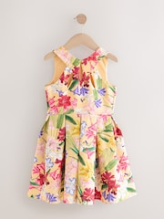 Kew Gardens Floral Print Cut Out Detail Scuba Occasion Dress (1.5-16yrs) - Image 2 of 4