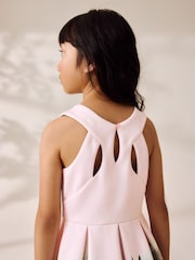 Pink Pony Print Cut Out Detail Scuba Occasion Dress (1.5-16yrs) - Image 5 of 9