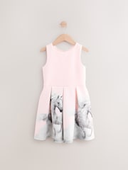 Pink Pony Print Cut Out Detail Scuba Occasion Dress (1.5-16yrs) - Image 6 of 9