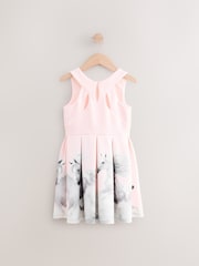 Pink Pony Print Cut Out Detail Scuba Occasion Dress (1.5-16yrs) - Image 7 of 9