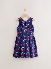 Navy Fruit Print Cut Out Detail Scuba Occasion Dress (1.5-16yrs) - Image 8 of 10