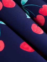 Navy Fruit Print Cut Out Detail Scuba Occasion Dress (1.5-16yrs) - Image 9 of 10