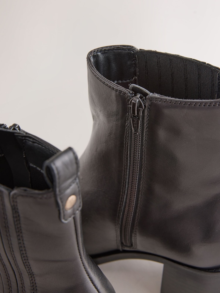 أسود - Forever Comfort® Leather Square Toe Block Heel Chelsea Boots - صورة 10 من 10 أسود - Forever Comfort® Leather Square Toe Block Heel Chelsea Boots - صورة 10 من 10