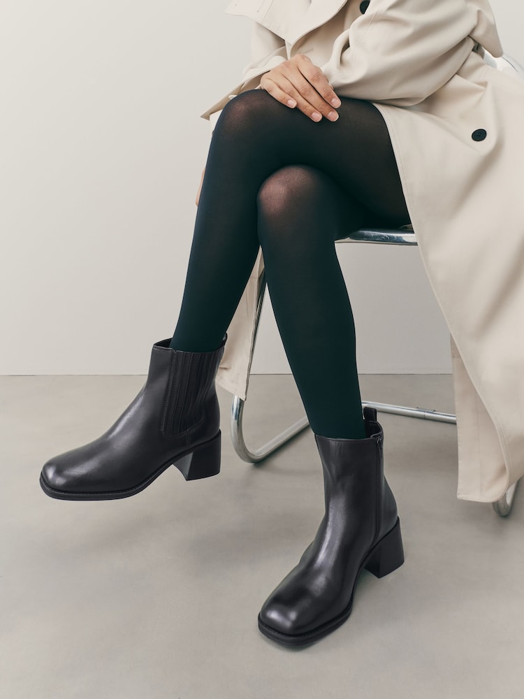 Buy Black Standard/Wide Fit Forever Comfort® Leather Square Toe