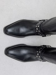 Usnje črne barve - Forever Comfort® Studded Hardware Pull-On Midi Boots - Slika 11 iz 11