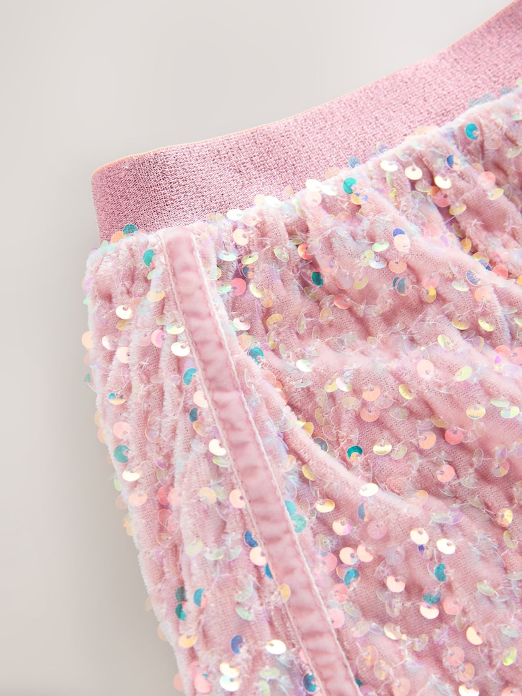 Light Pink Velour Sequin Skirt (3-16yrs) - Image 8 of 8 Light Pink Velour Sequin Skirt (3-16yrs) - Image 8 of 8
